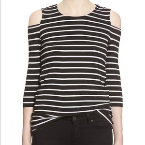 LAST CHANCE! Striped Cold Shoulder 3/4 sleeve top